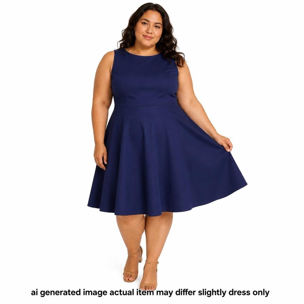 Women's Blue Wedding Guest Fit Flare Dress XXL Sleeveless Coquette Gardenwed